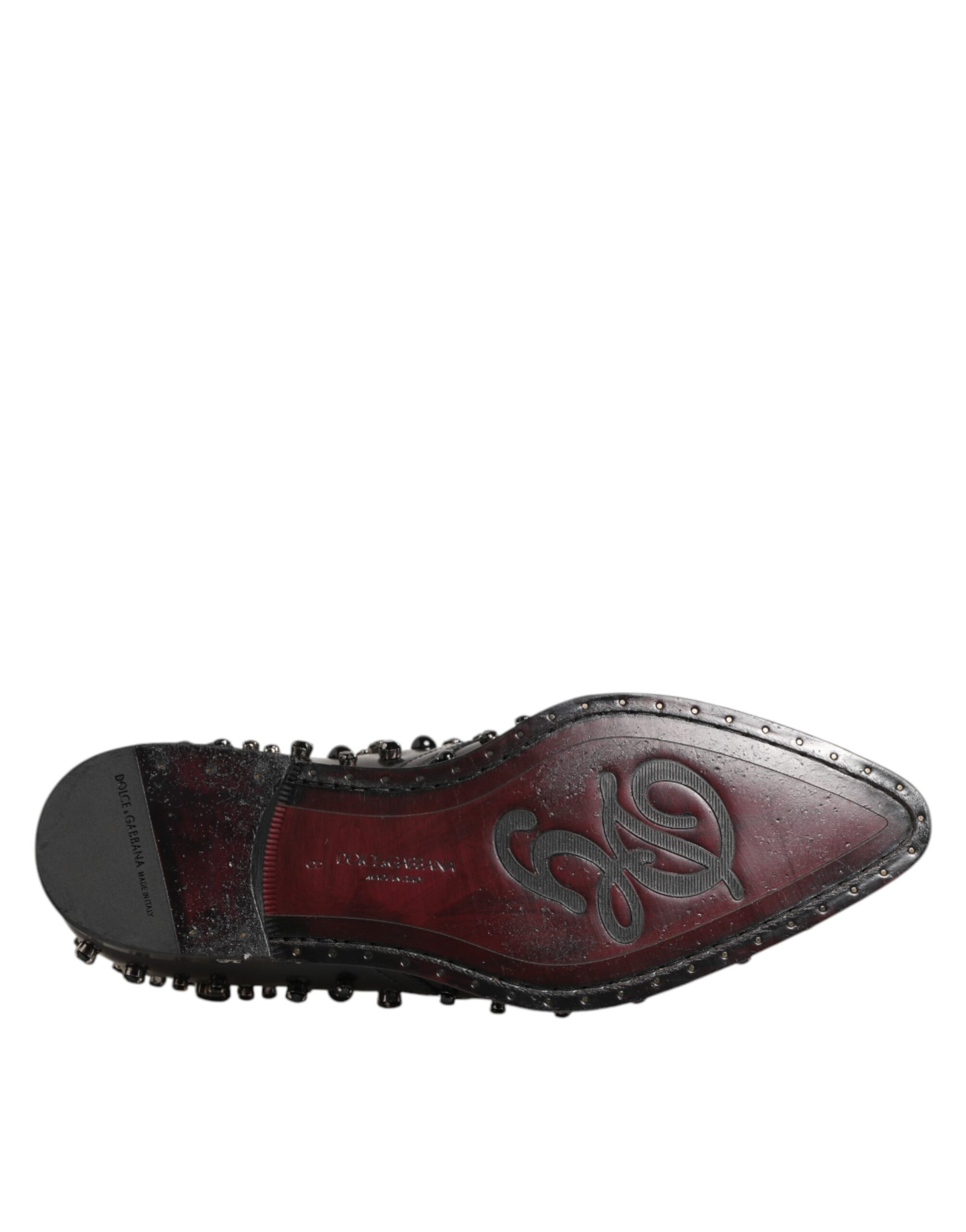 Black Crystal Embellished Formal Derby Shoes