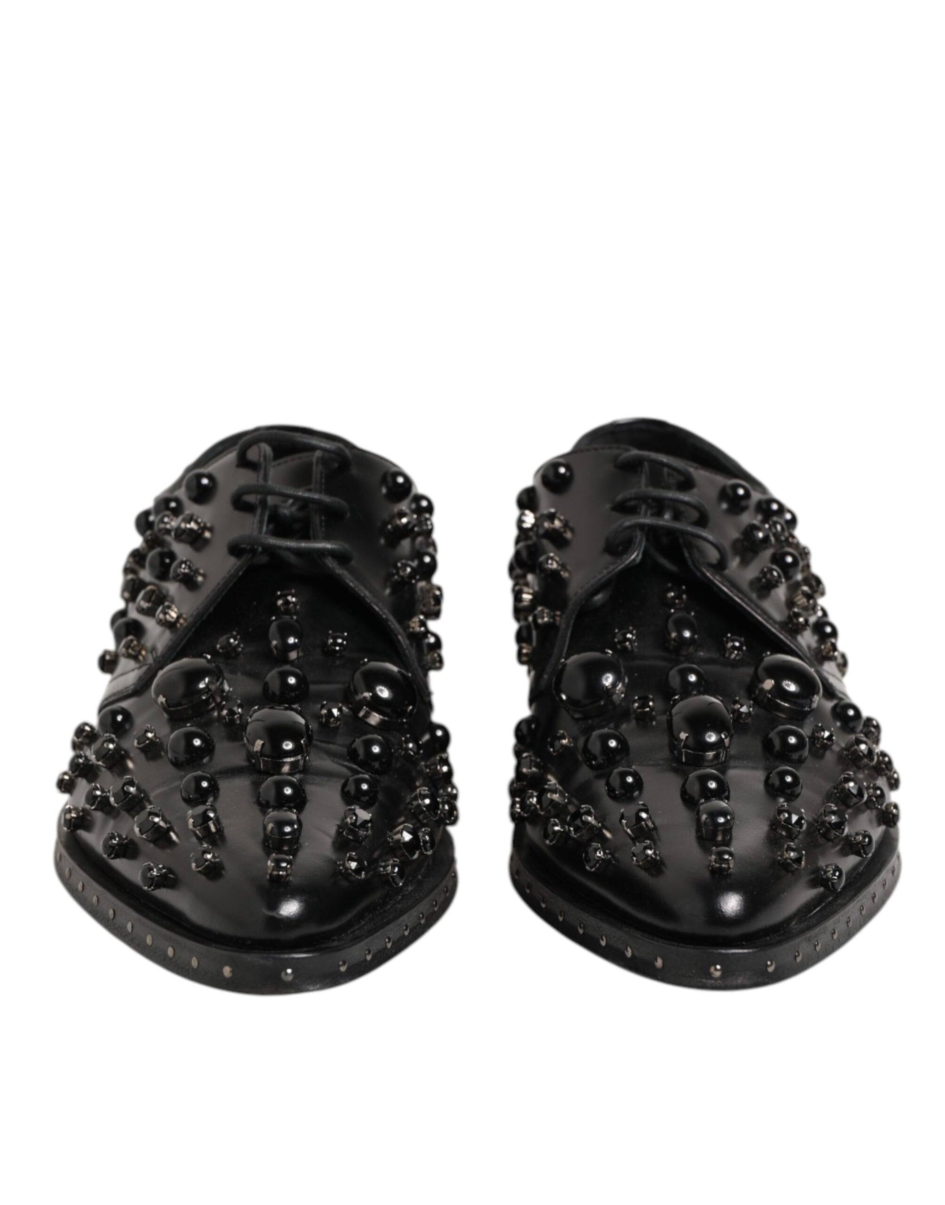 Black Crystal Embellished Formal Derby Shoes