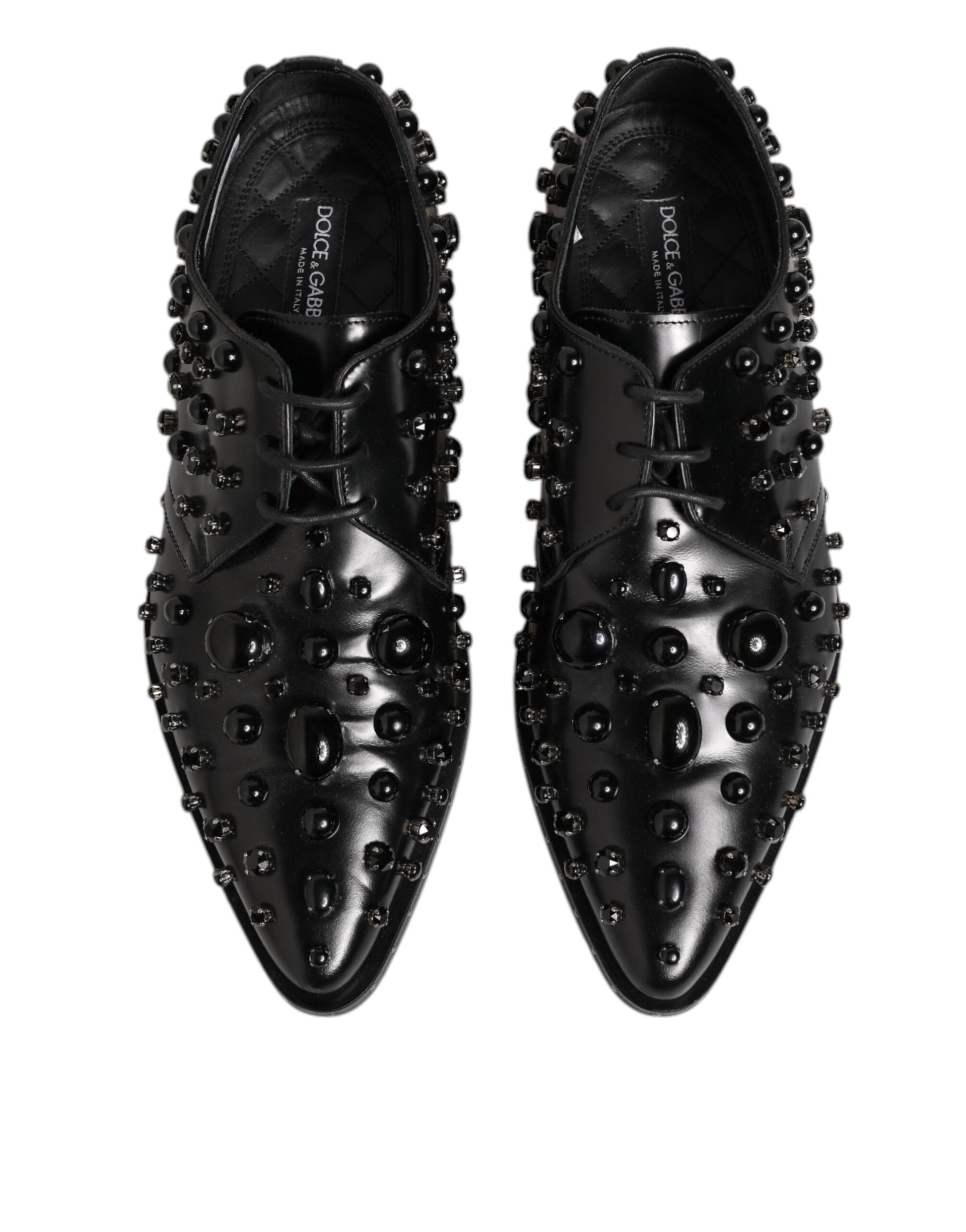 Black Crystal Embellished Formal Derby Shoes