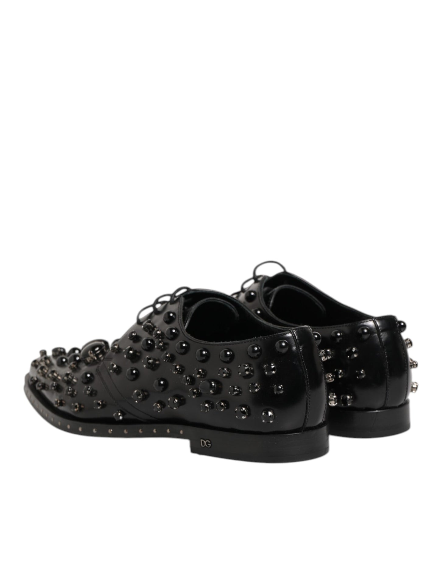 Black Crystal Embellished Formal Derby Shoes