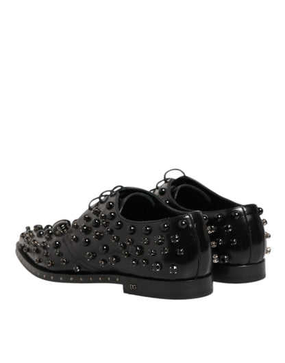 Black Crystal Embellished Formal Derby Shoes