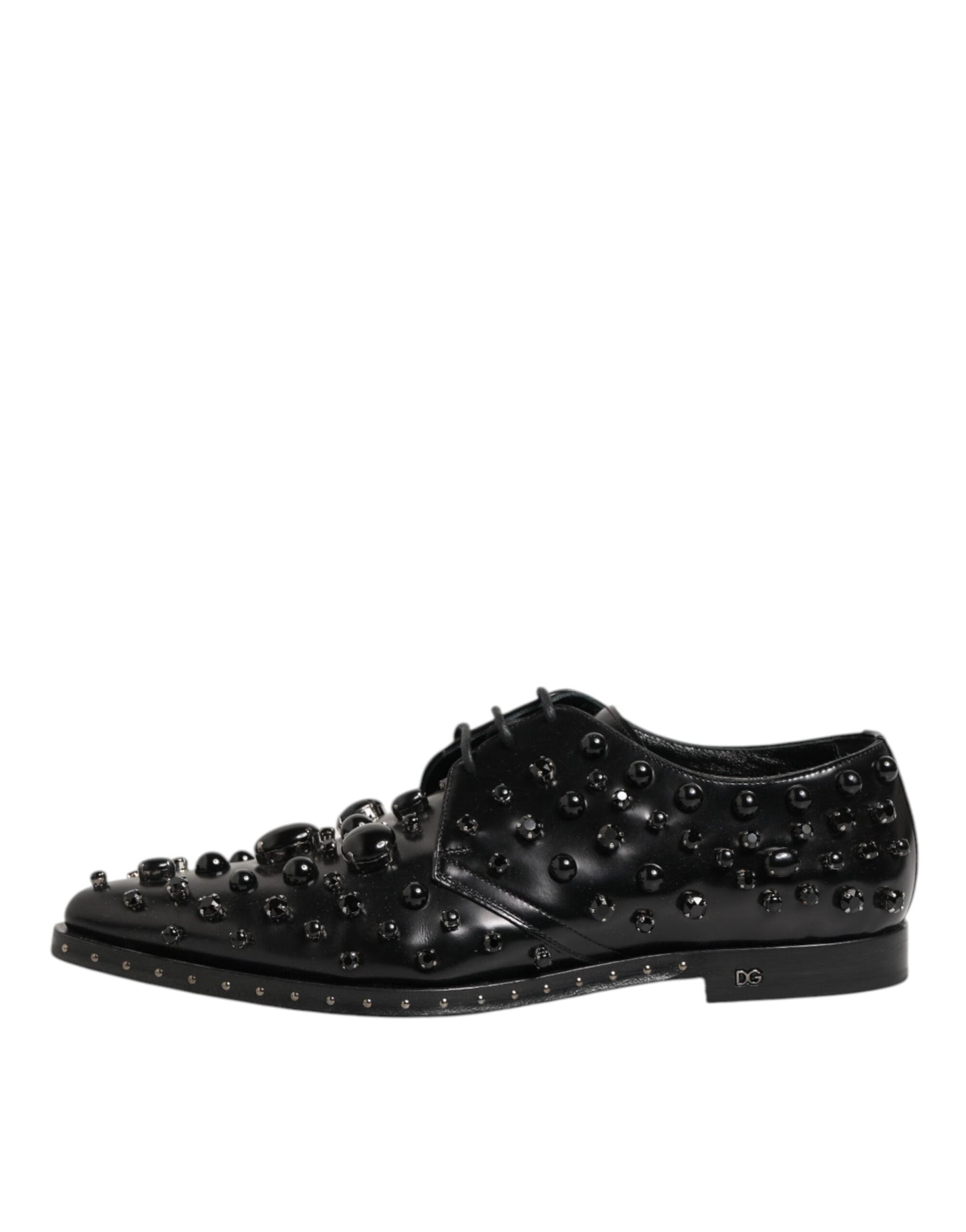 Black Crystal Embellished Formal Derby Shoes