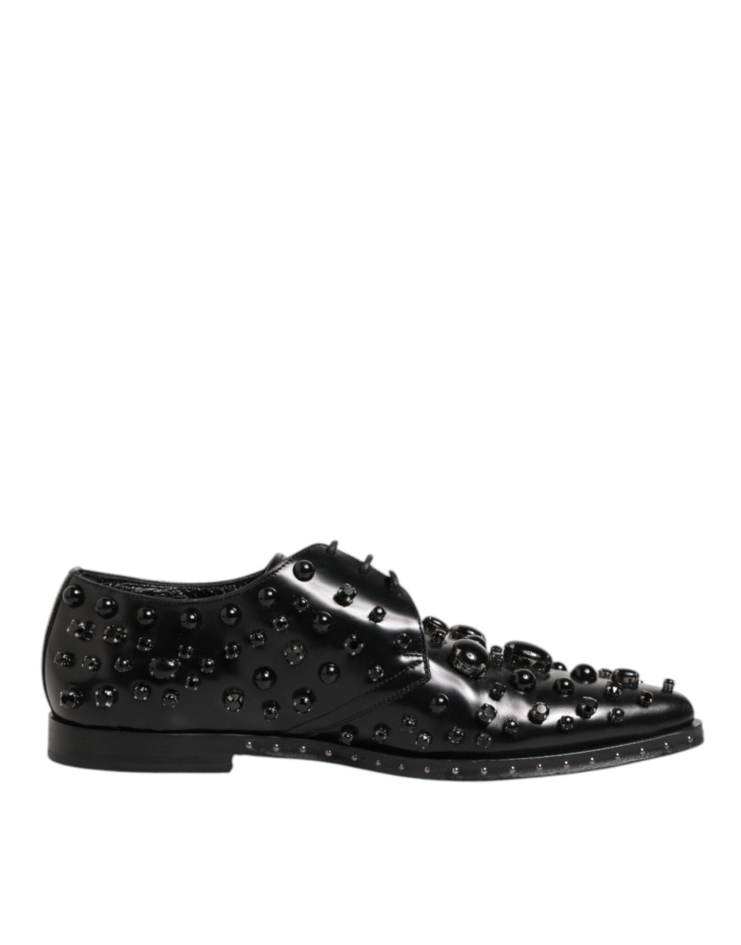 Black Crystal Embellished Formal Derby Shoes