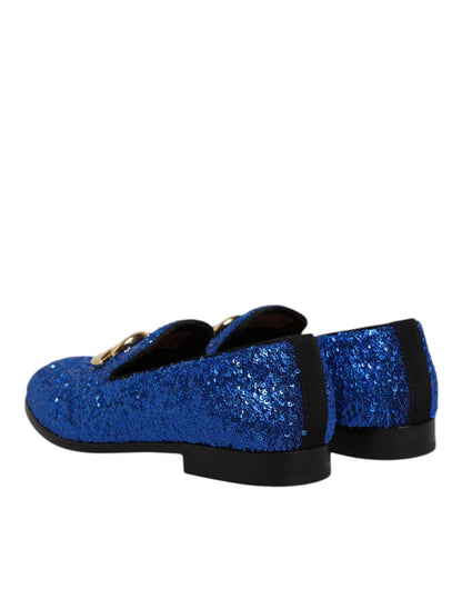 Blue Sequined Loafers Formal Dress Men Shoes