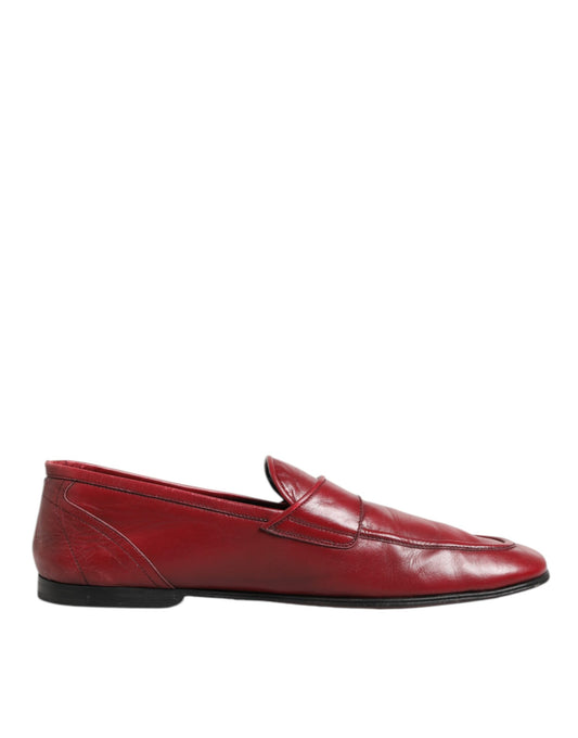 Red Leather Slip On Dress Men Loafers Shoes