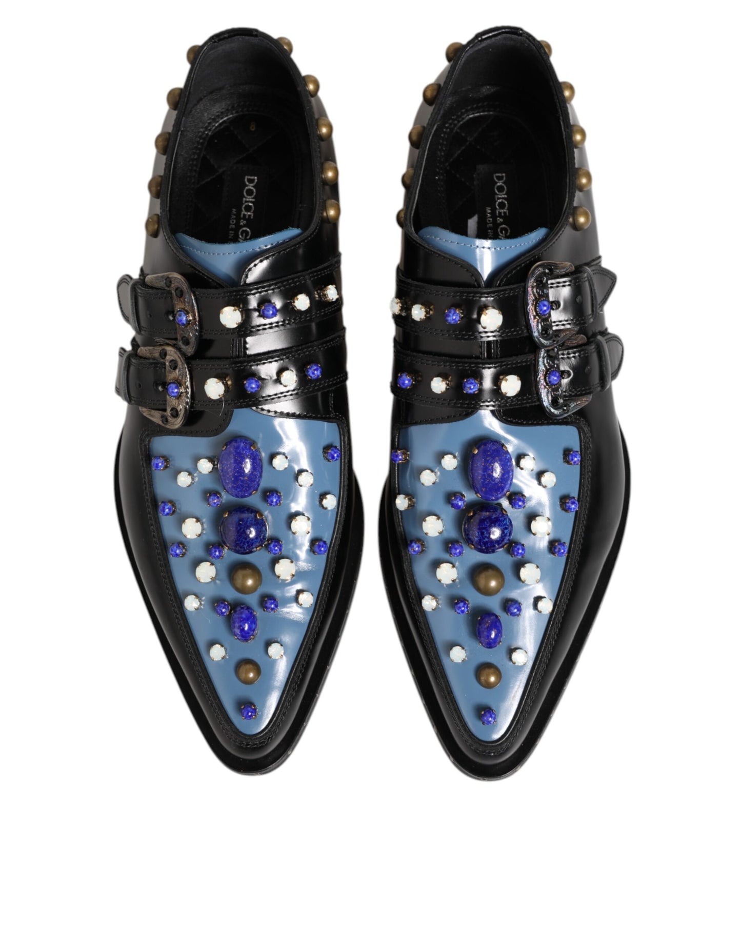 Black Blue Embellished MONKSTRAP Dress Shoes