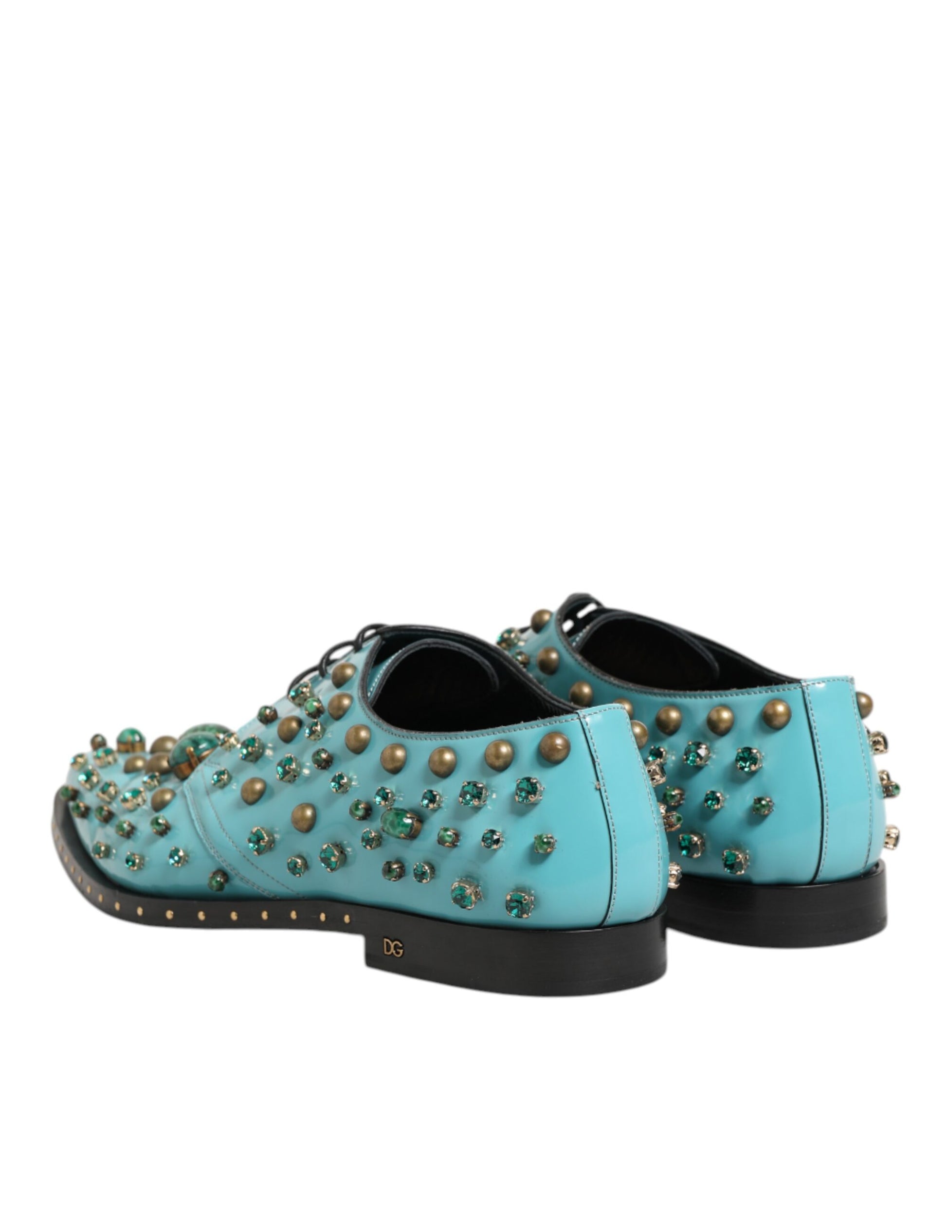 Turquoise Crystal Embellished Men Derby Shoes