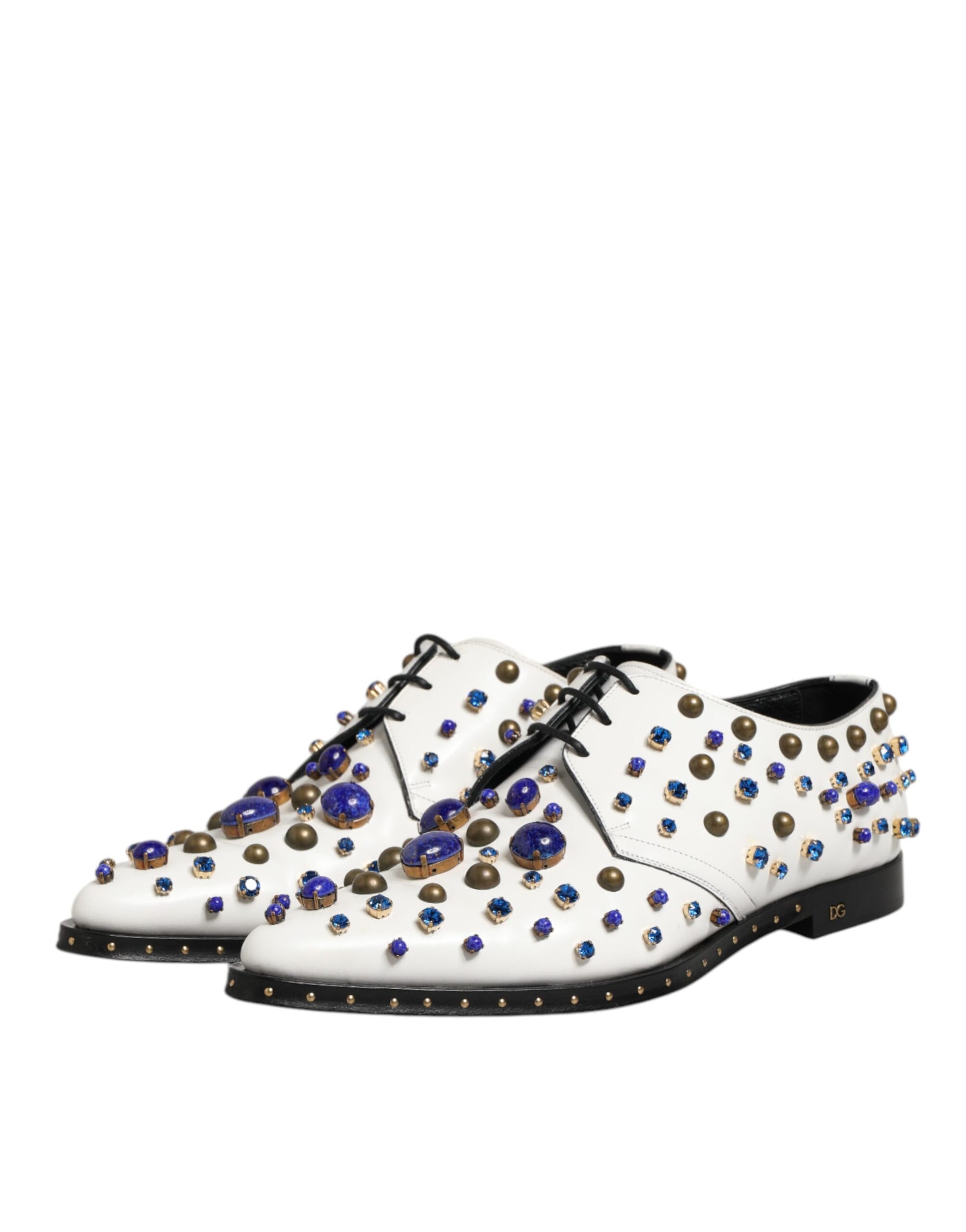 White Leather Crystals Embellished Dress  Shoes