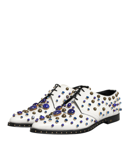White Leather Crystals Embellished Dress  Shoes