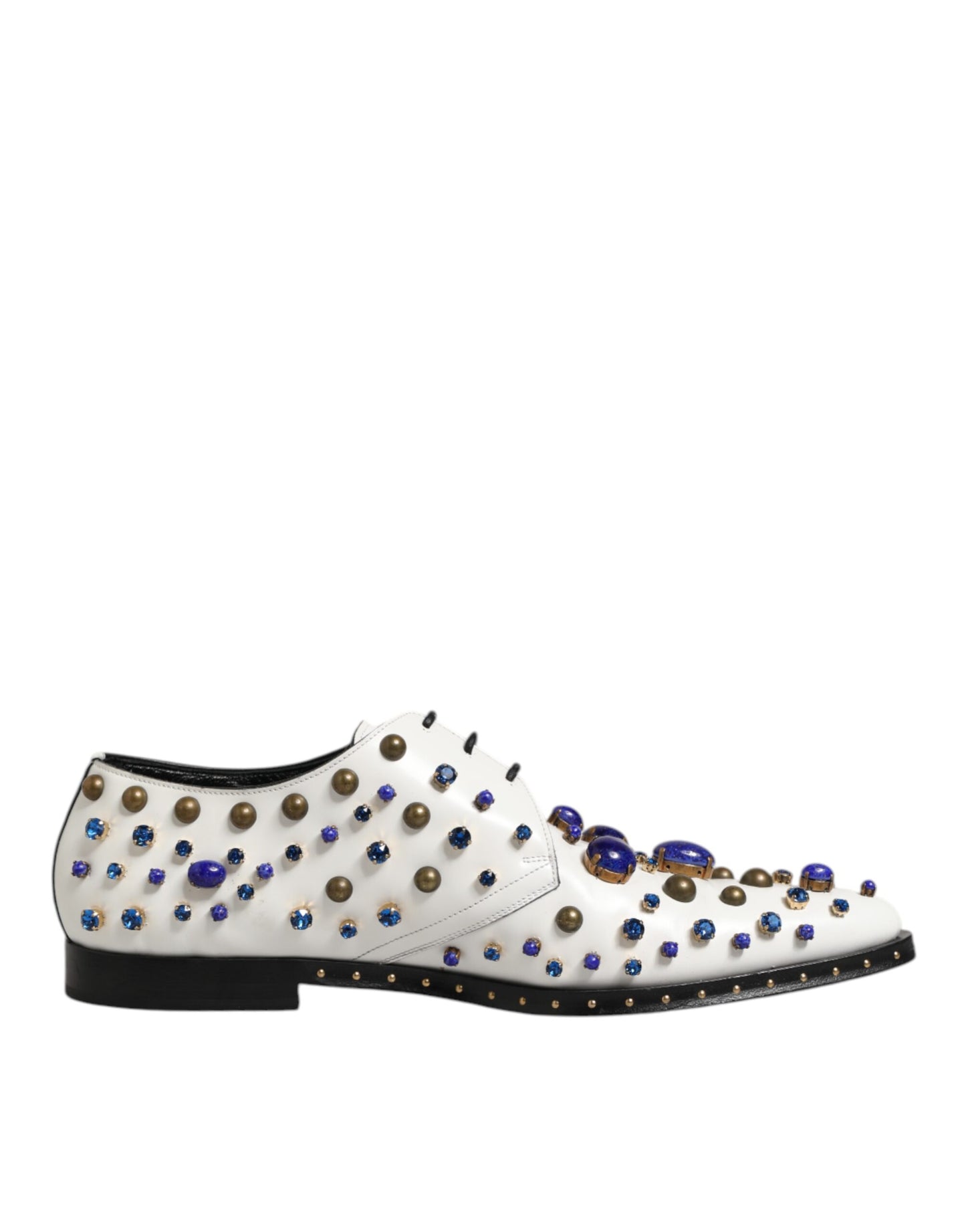 White Leather Crystals Embellished Dress  Shoes