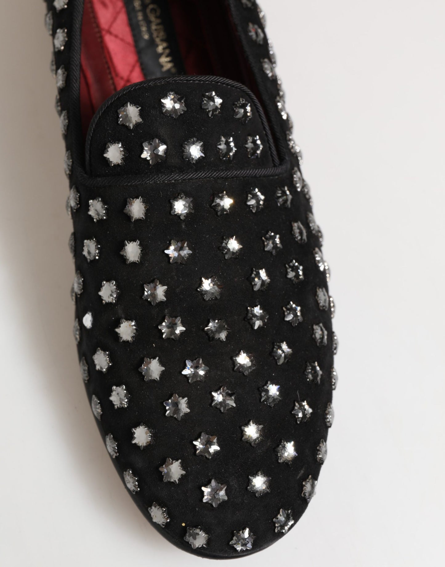 Black Crystal Embellished Loafers Dress Shoes