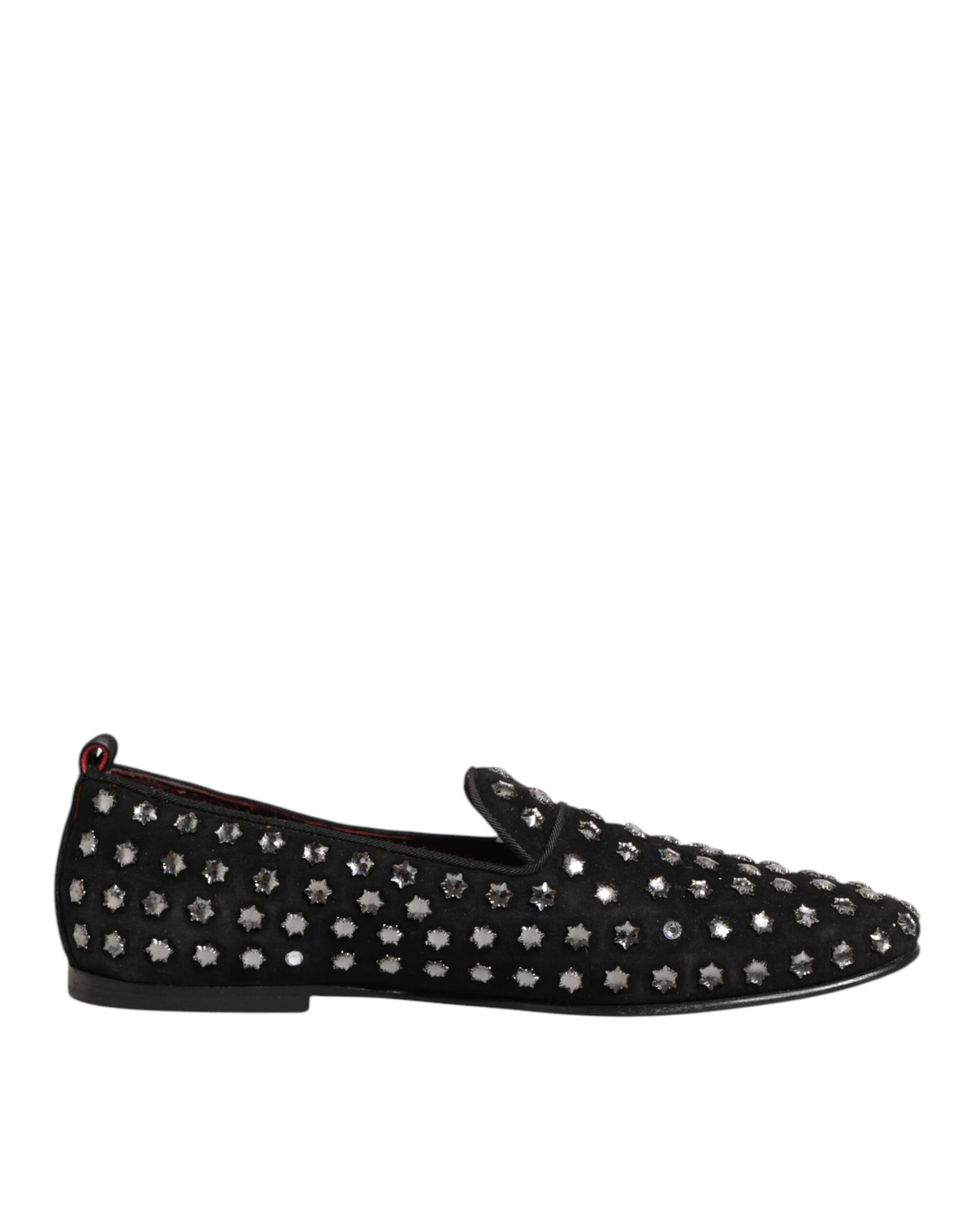 Black Crystal Embellished Loafers Dress Shoes