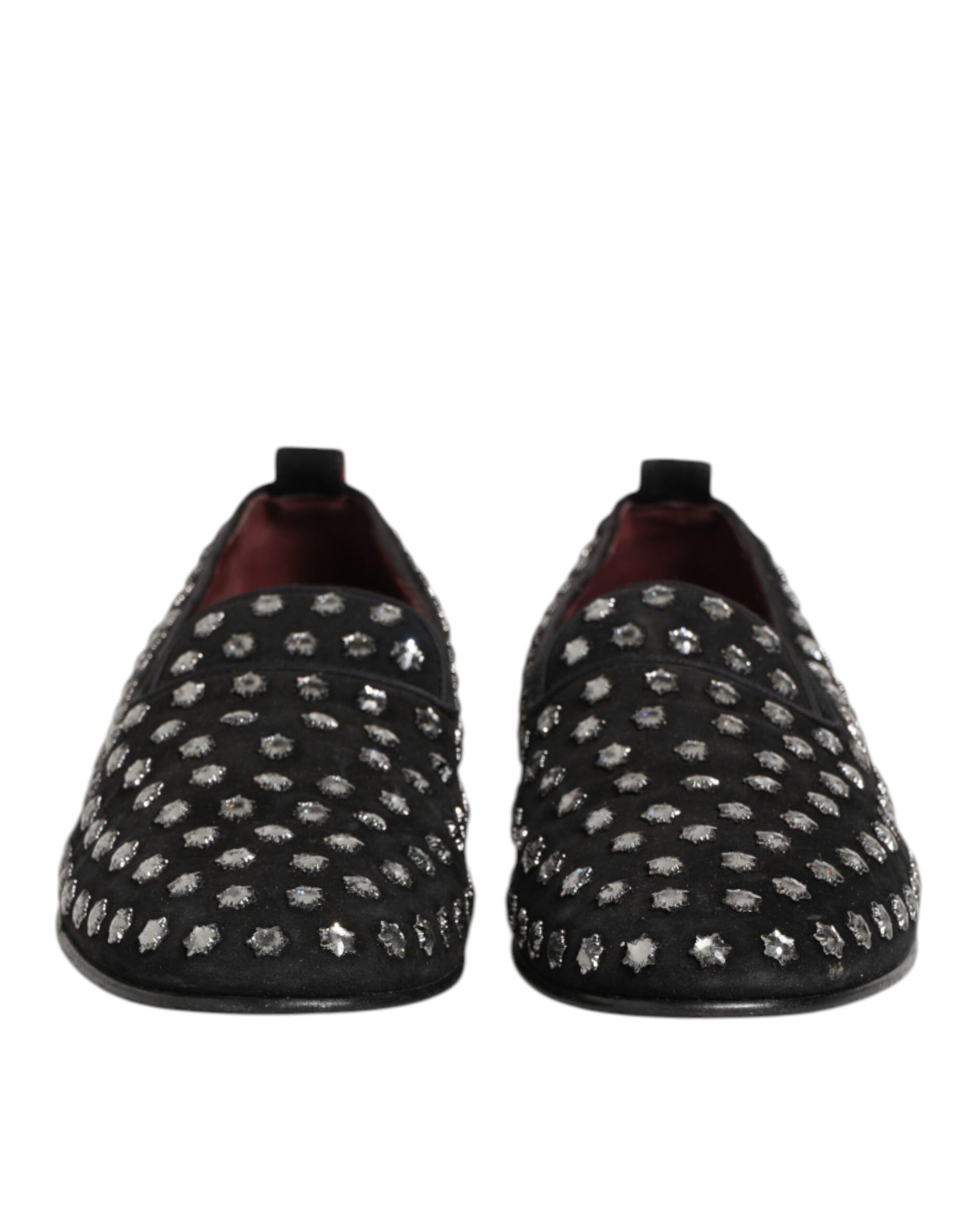 Black Crystal Embellished Loafers Dress Shoes