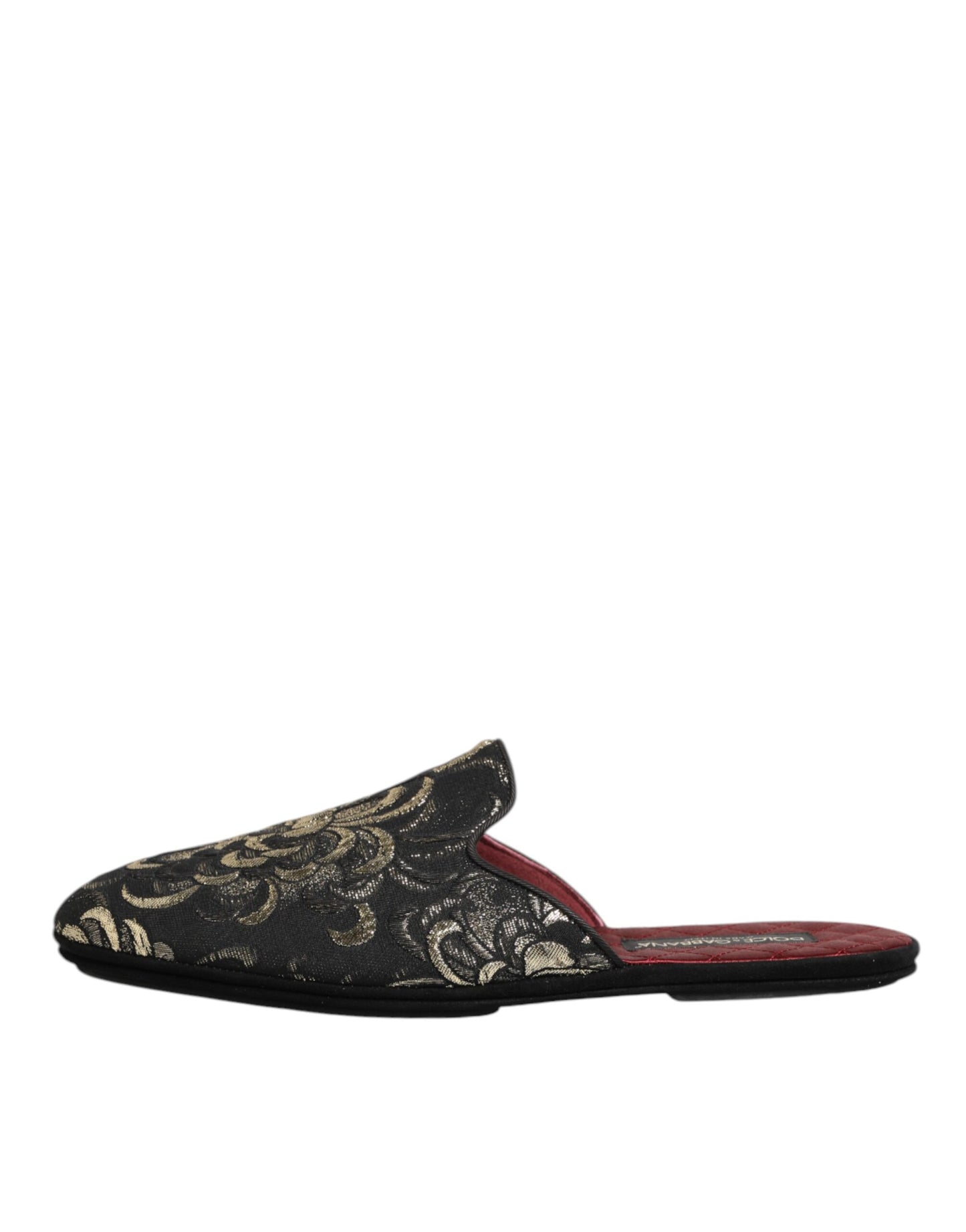 Black Floral Jacquard Slides Slippers Shoes