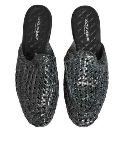 Blue Woven Slides MULES Men Sandals Shoes