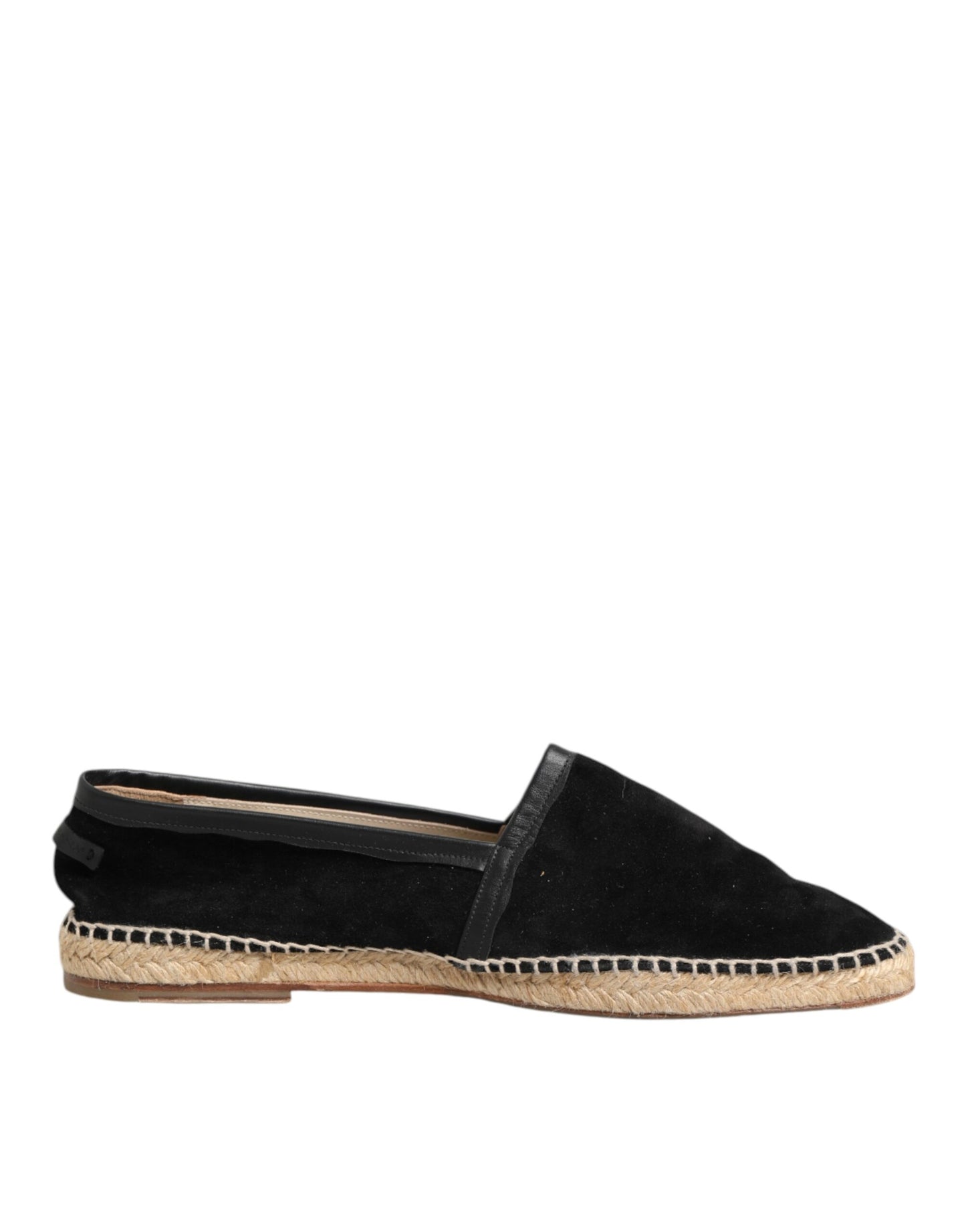 Black Suede Cotton Leather Espadrilles Shoes