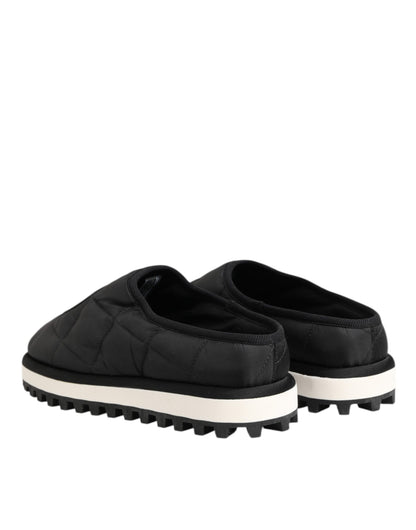 Black Nylon Low Top Slip On Sneaker Shoes