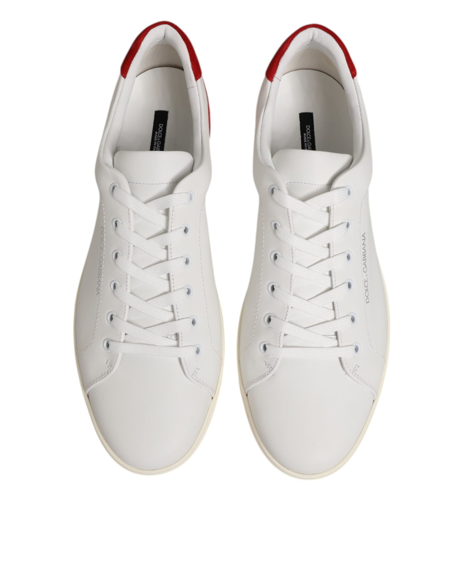 White Red Leather Low Top Men Sneakers Shoes