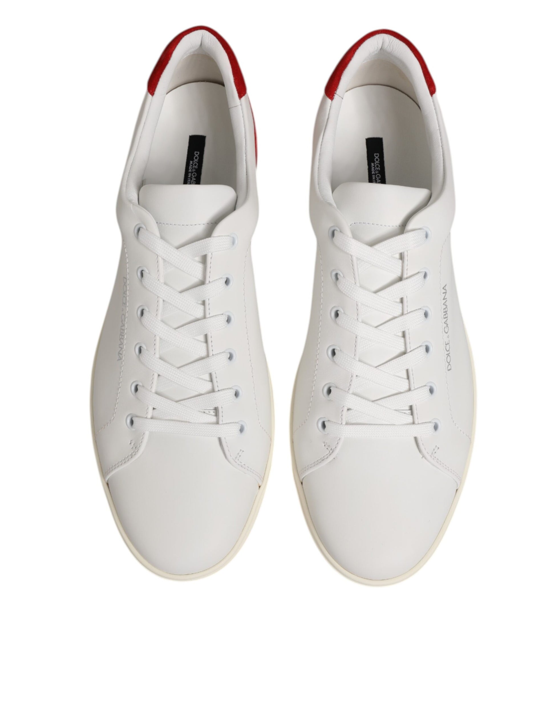 White Red Leather Low Top Men Sneakers Shoes