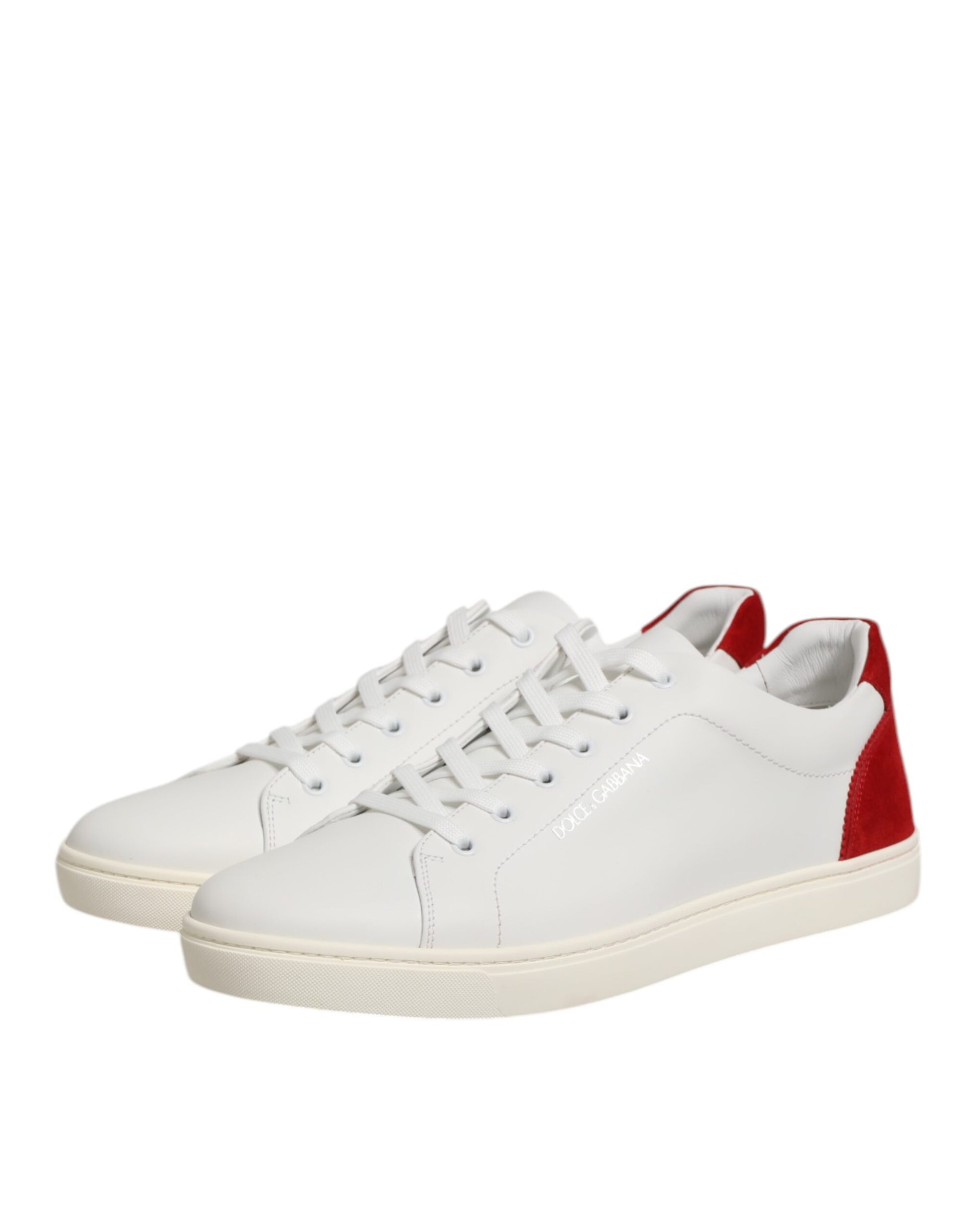 White Red Leather Low Top Men Sneakers Shoes