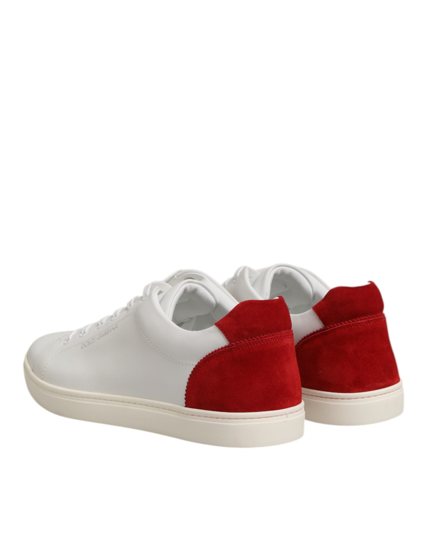 White Red Leather Low Top Men Sneakers Shoes