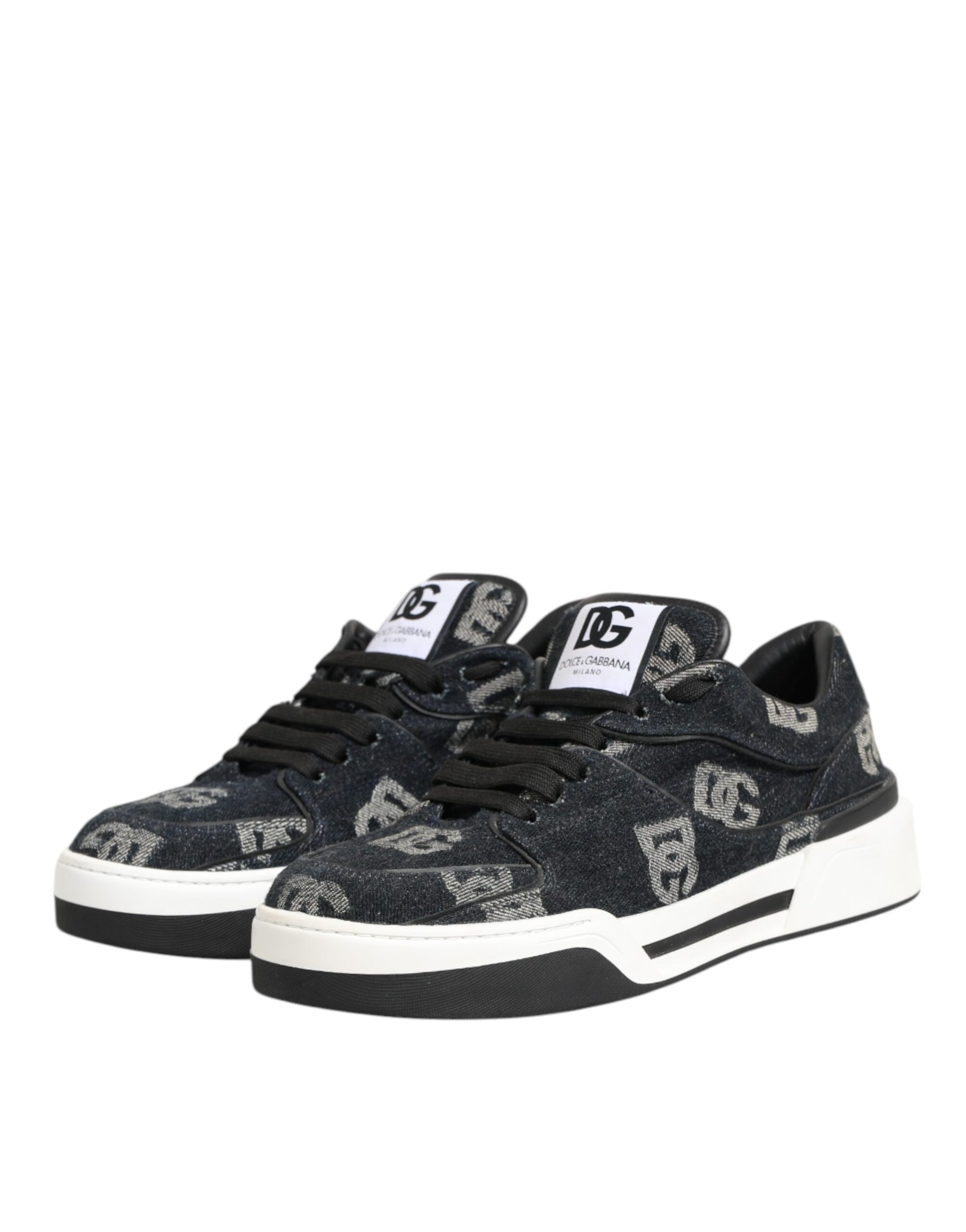 Blue Cotton Denim Logo Low Top Sneakers Shoes