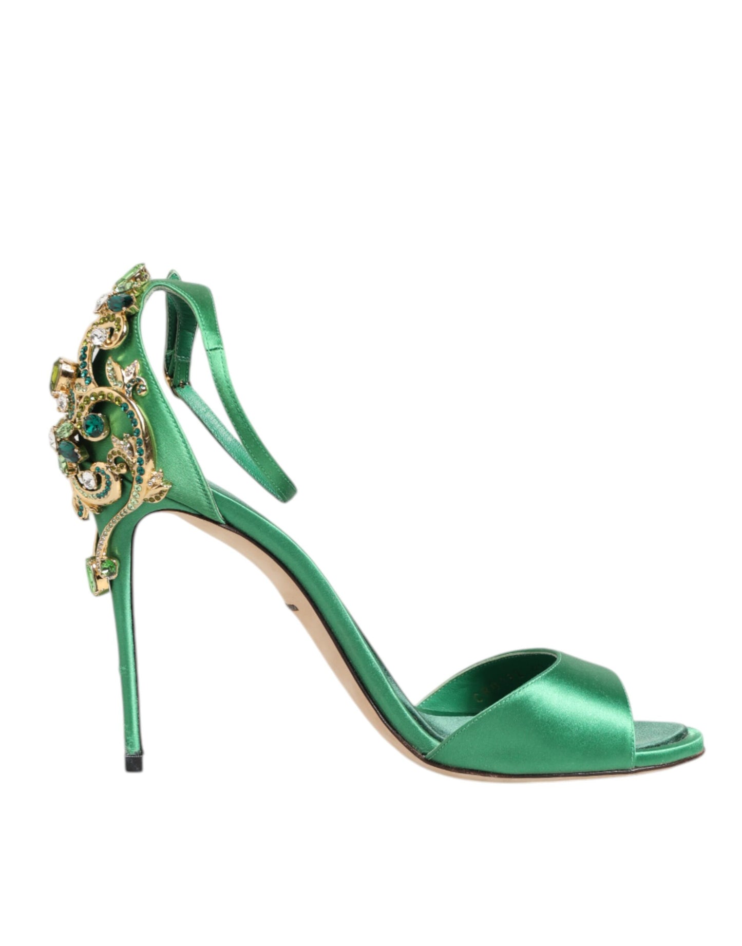 Green Heels Embellishments Sandals Shoes