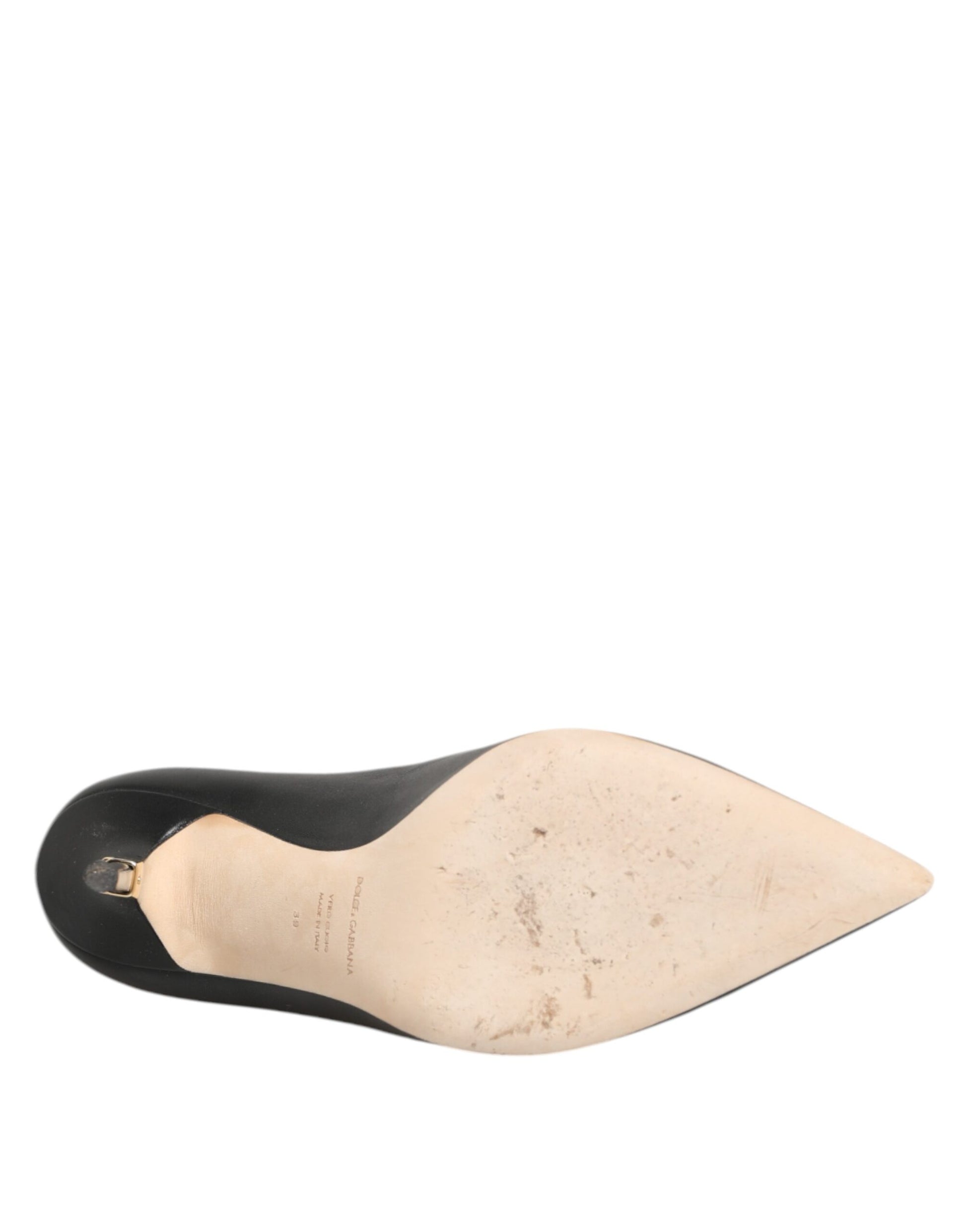 Black Leather Stiletto High Heels Pumps Shoes