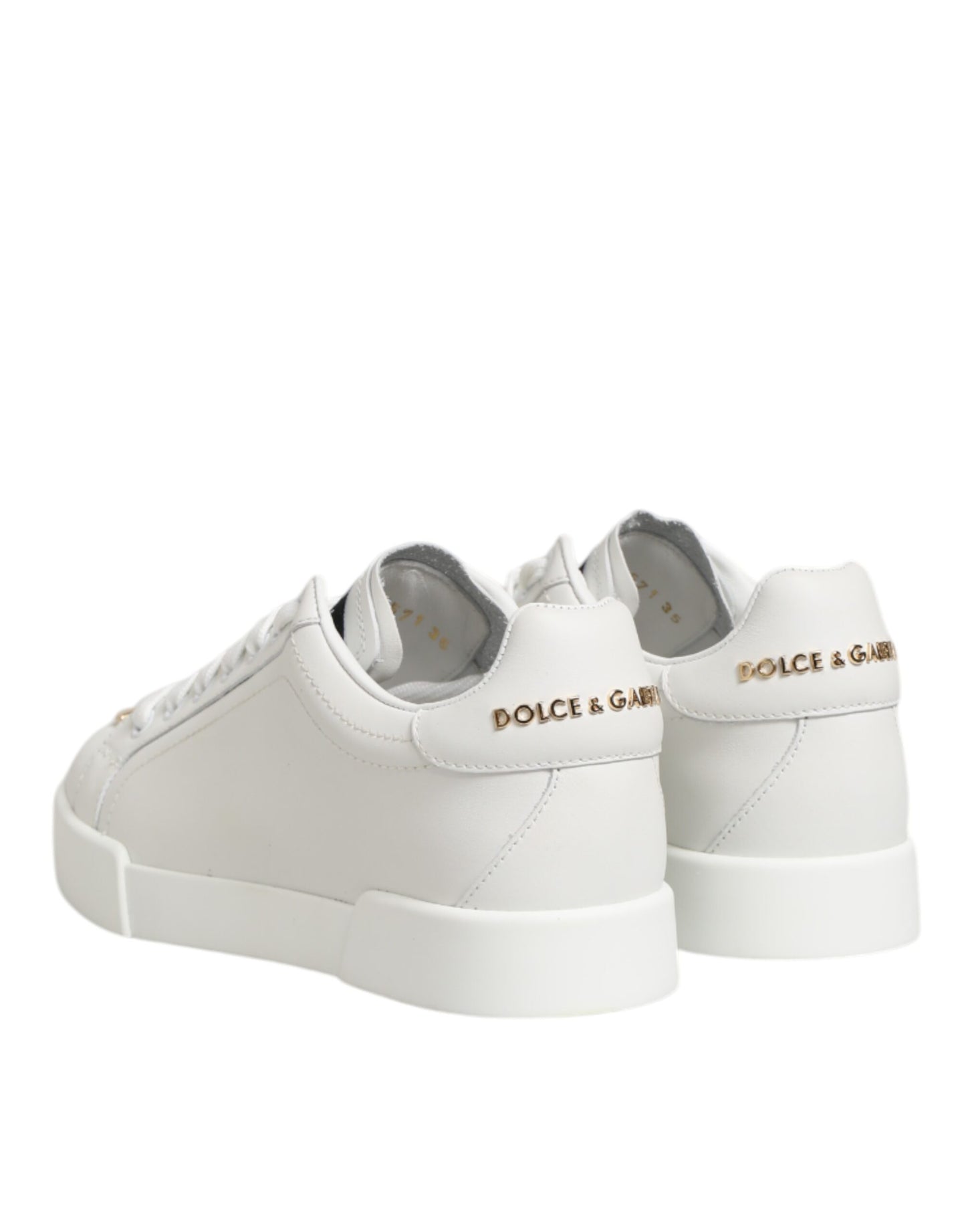 White DG Leather Low Top Sneakers Shoes