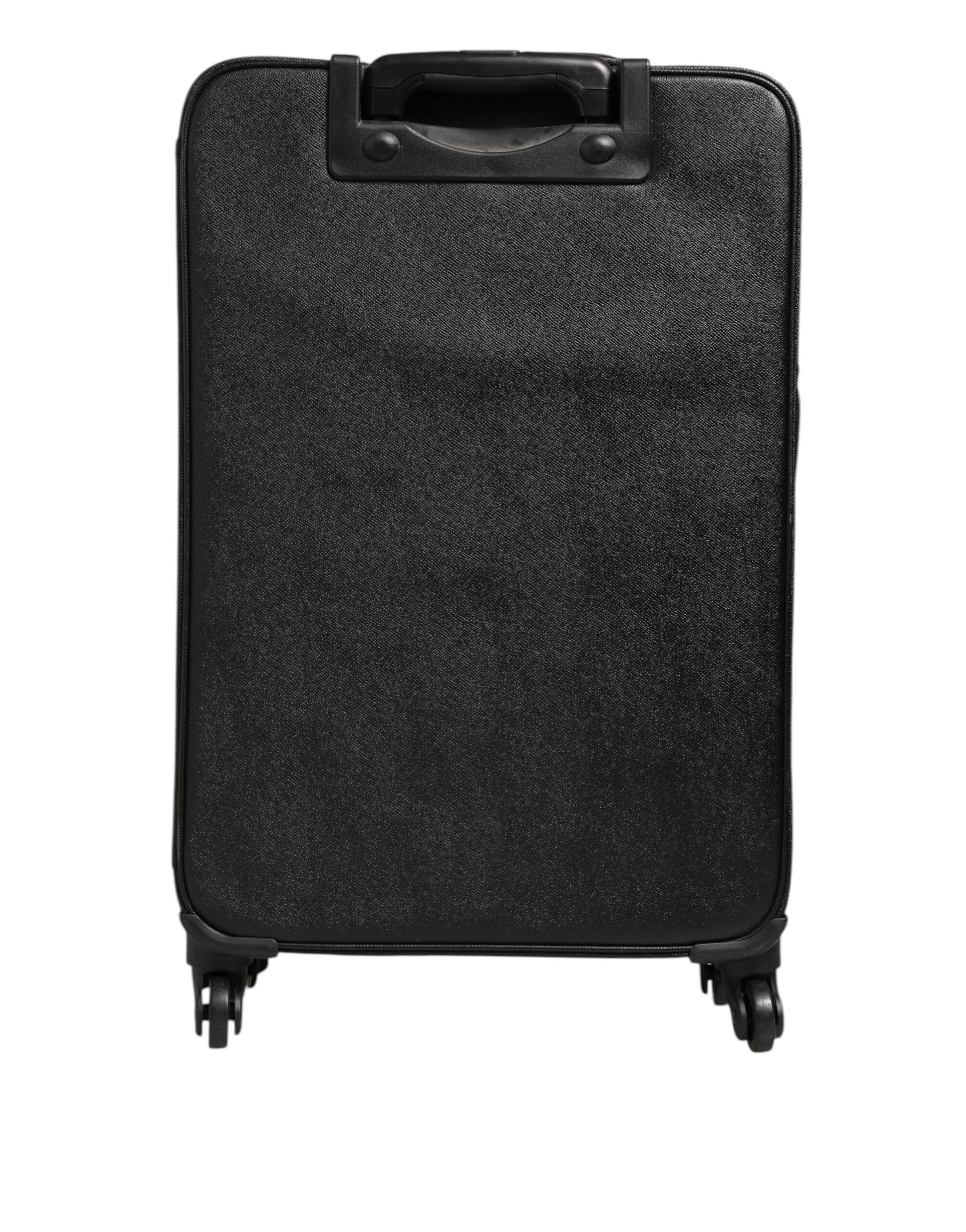 Gray Leather Logo Plaque Trolley Travel Wheel Men Suitcase Bag