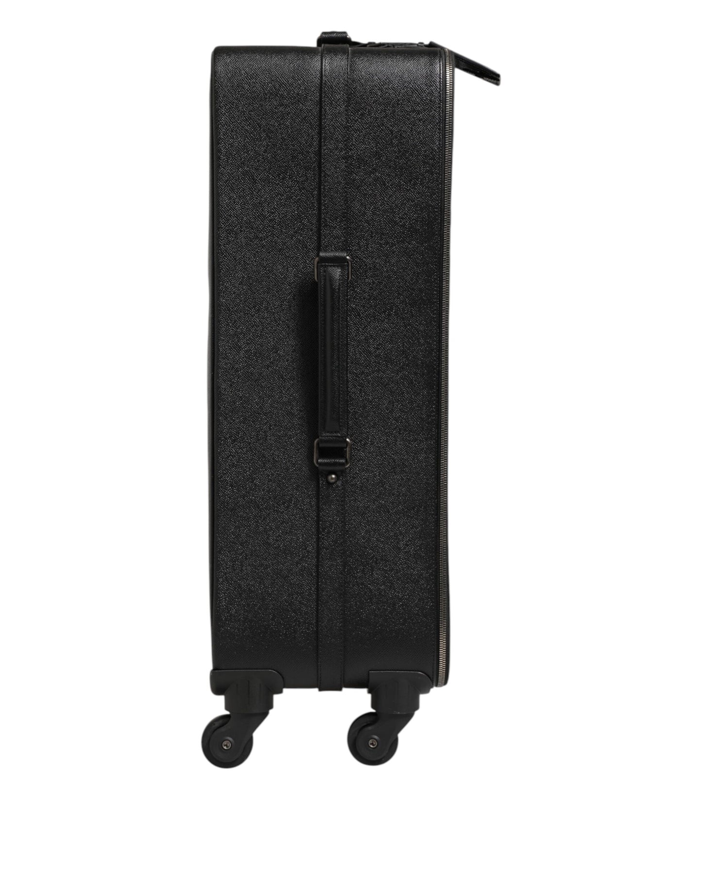 Gray Leather Logo Plaque Trolley Travel Wheel Men Suitcase Bag