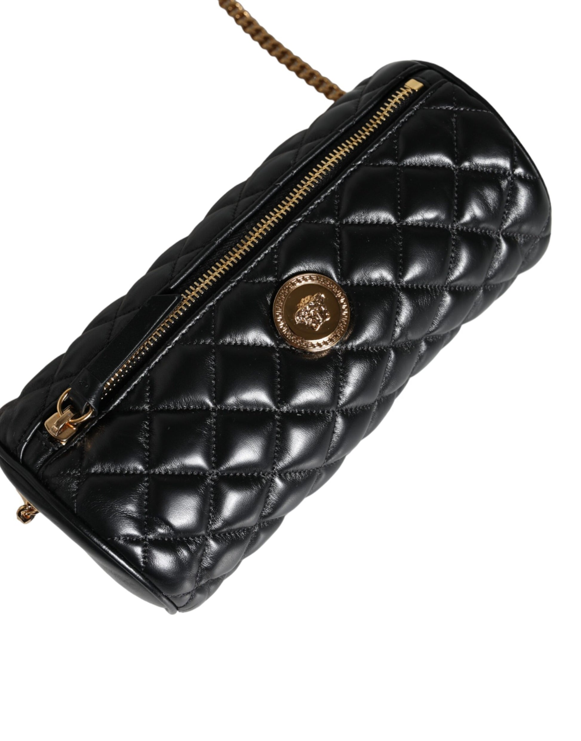 Black Mini Quilted Lambskin Leather Crossbody Sling Borse Bag