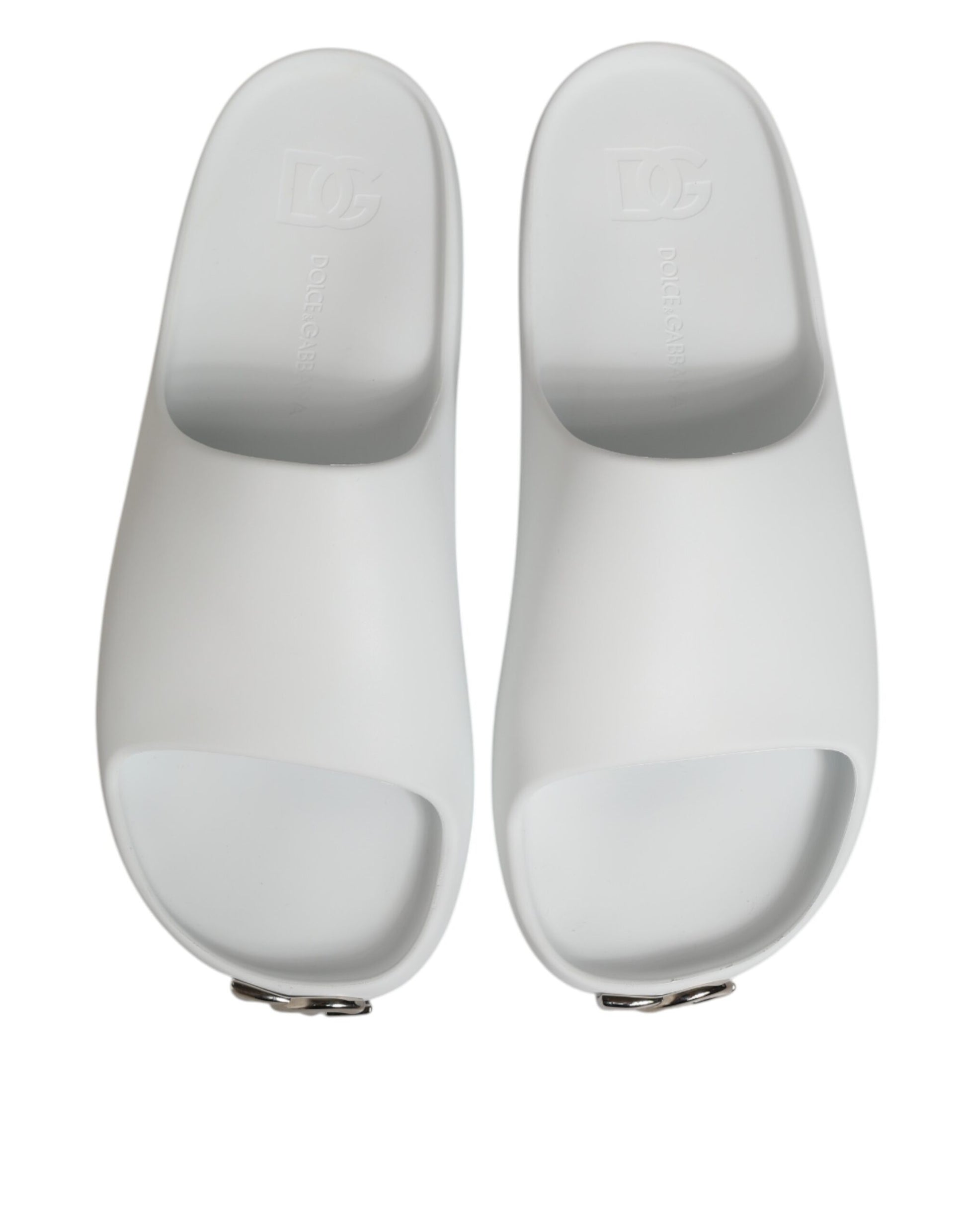 White Logo Slides Sandals Men Beachwear Shoes