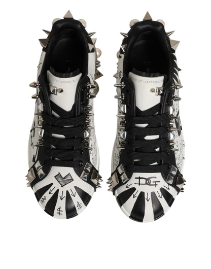 Black White Studded Low Top Sneakers Shoes