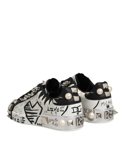 Black White Studded Low Top Sneakers Shoes