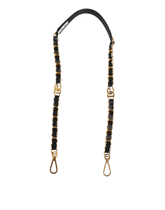 Black Leather Gold Chain Bag Accessory Shoulder Strap