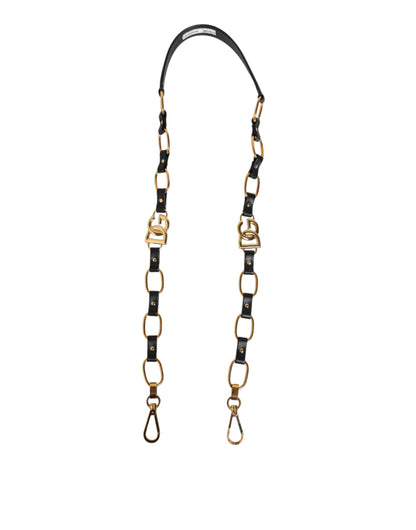 Black Leather Gold Chain Bag Accessory Shoulder Strap