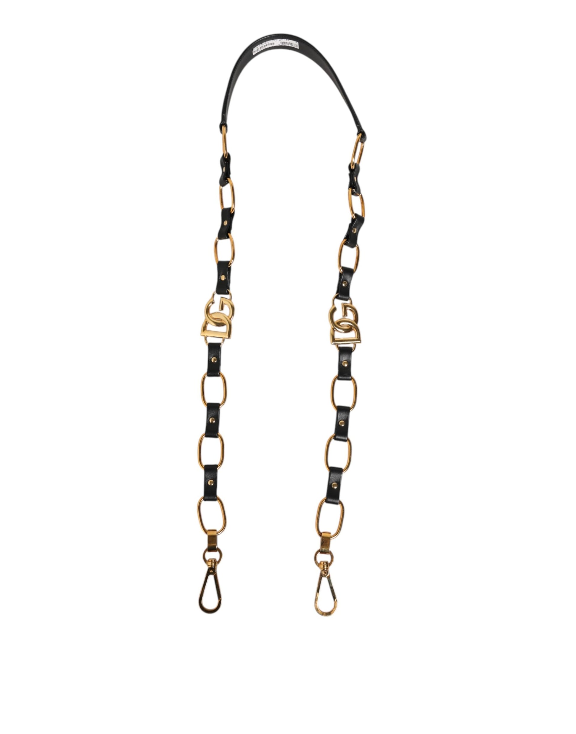 Black Leather Gold Chain Bag Accessory Shoulder Strap