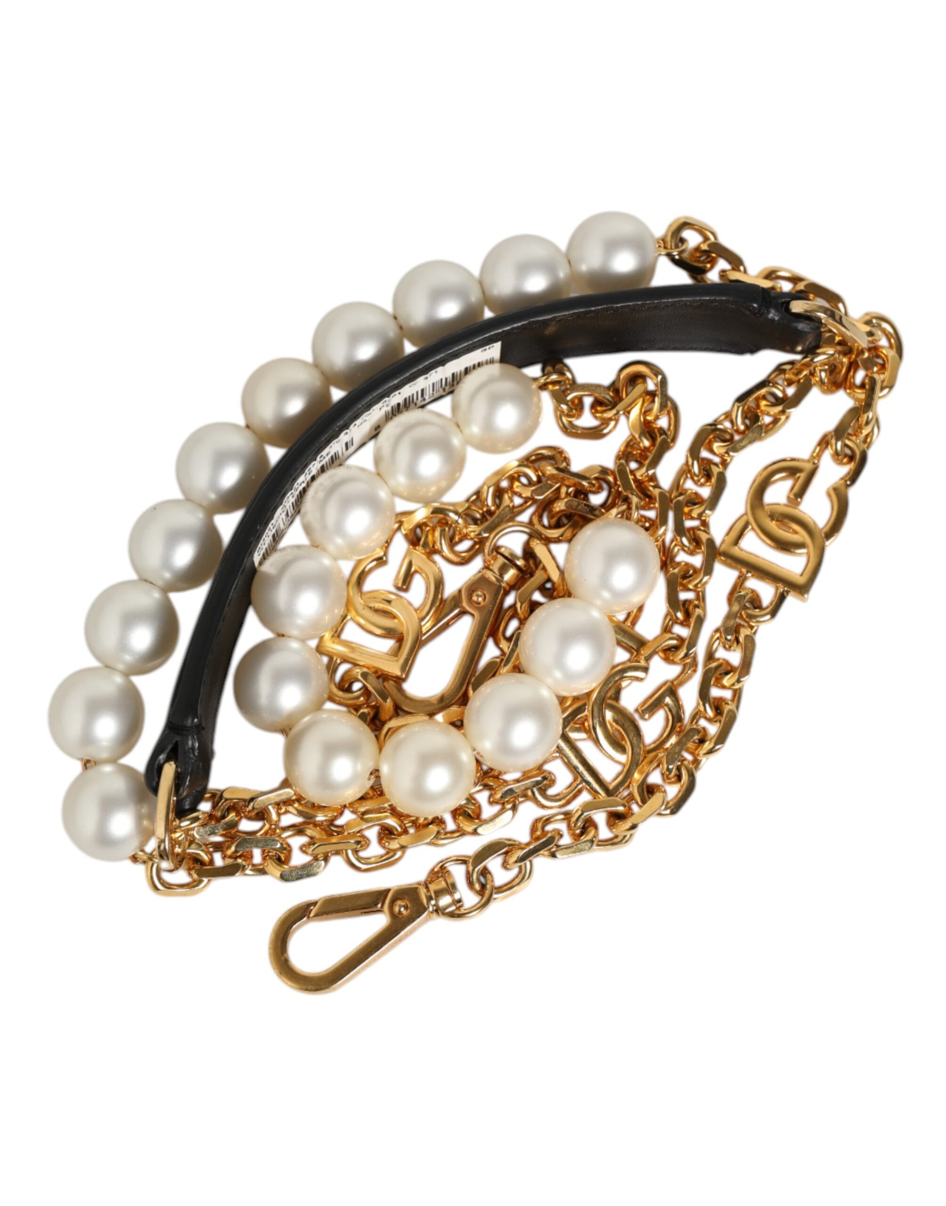 Black Leather Gold Chain Bag Accessory Shoulder Strap