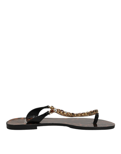 Black Crystals Flats Sandals Beachwear Shoes