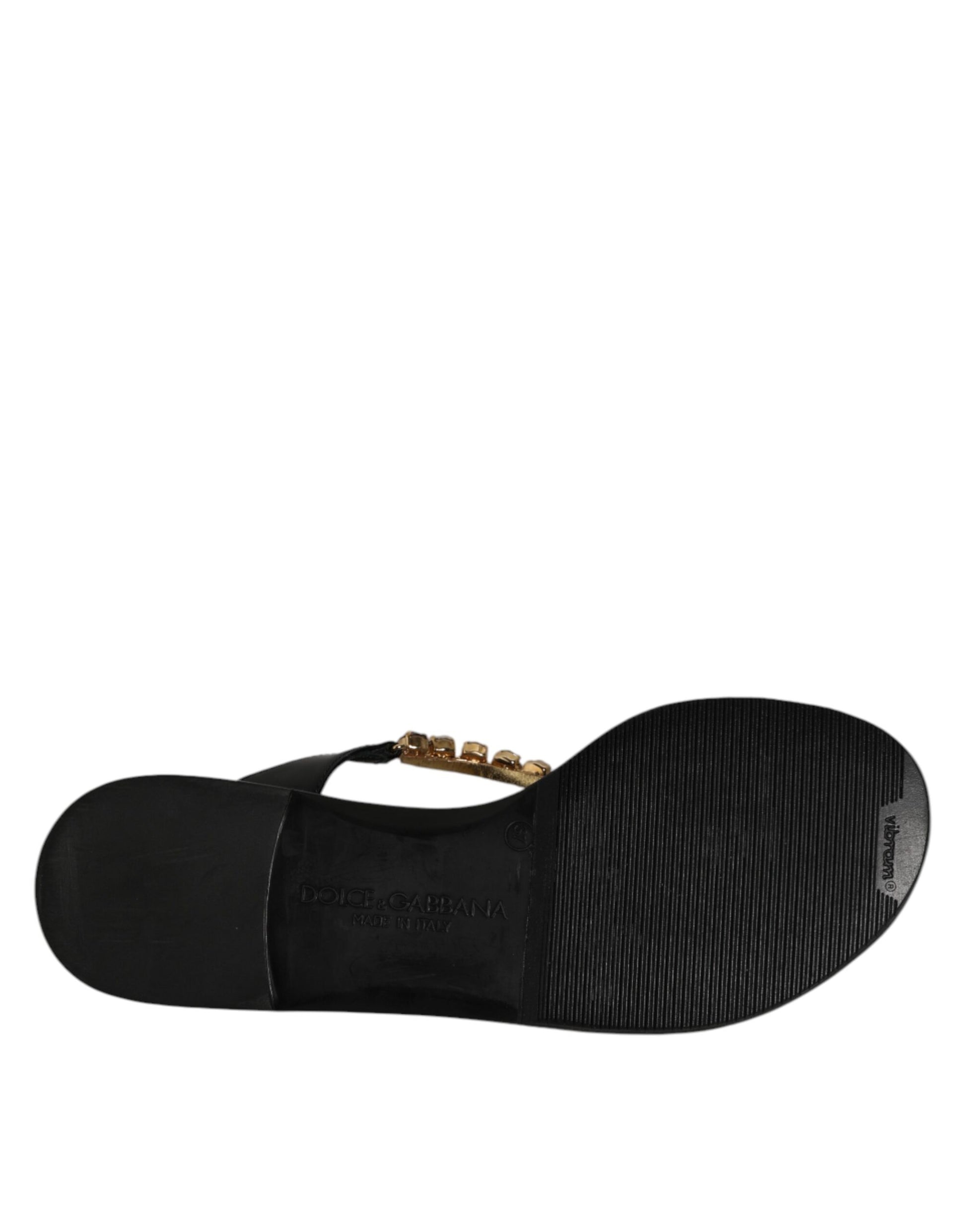Black Crystals Flats Sandals Beachwear Shoes