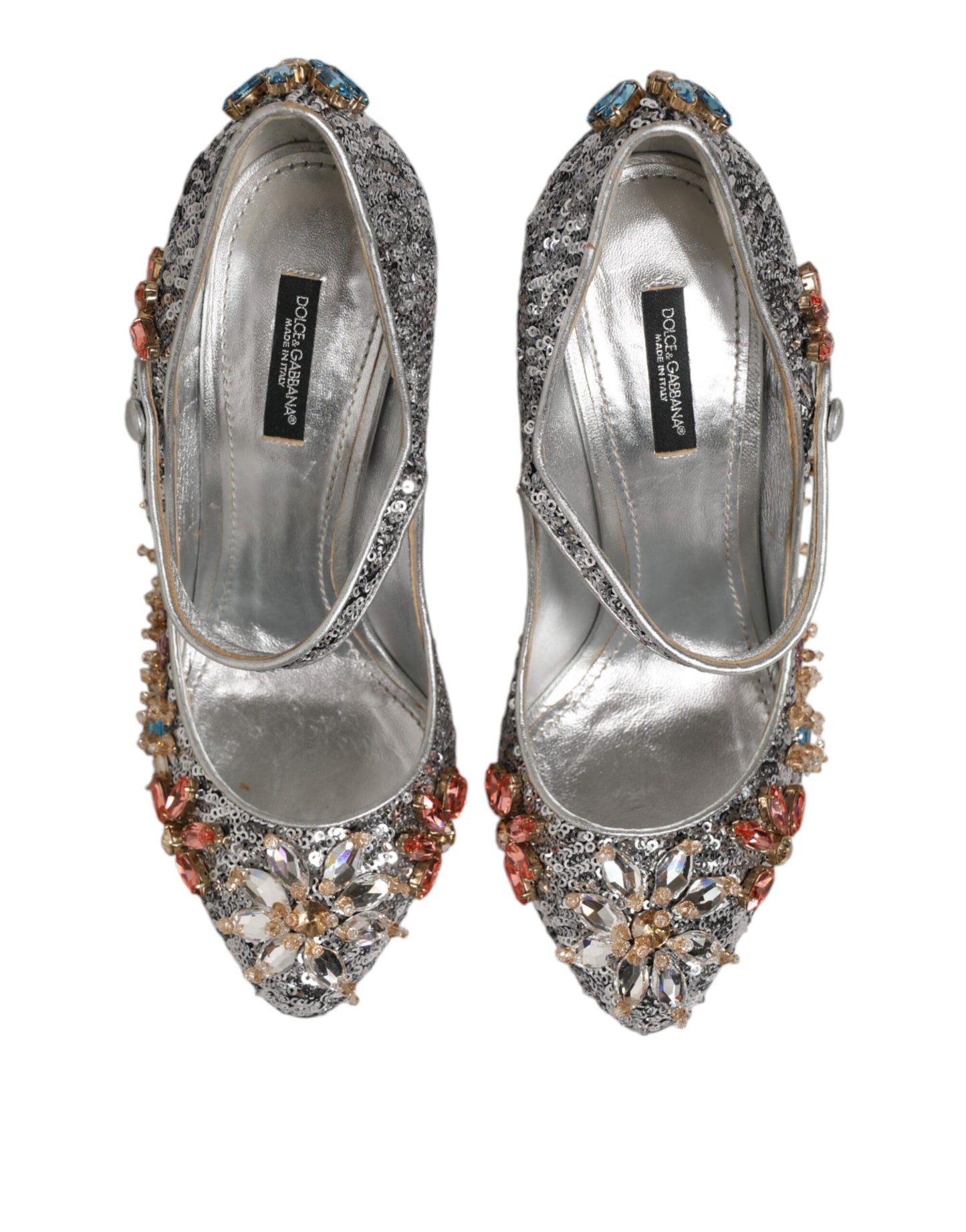 Silver Sequin Crystal Mary Janes Pumps Shoes