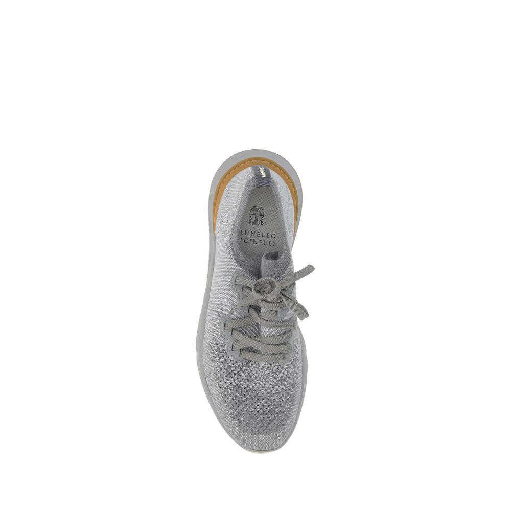 Gray Cotton Athletic Sneakers