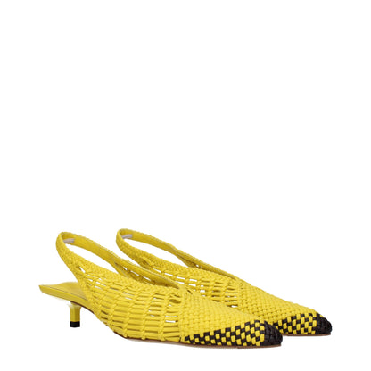 Yellow Leather Flat Sandals