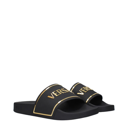 Black Cotton Slippers Sandals