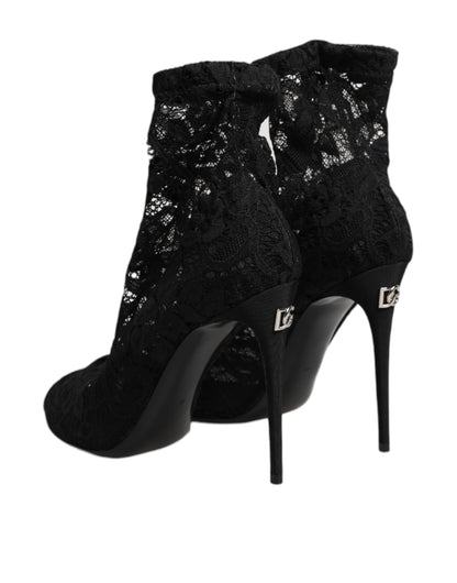 Black Stretch Taormina Lace Boots Shoes