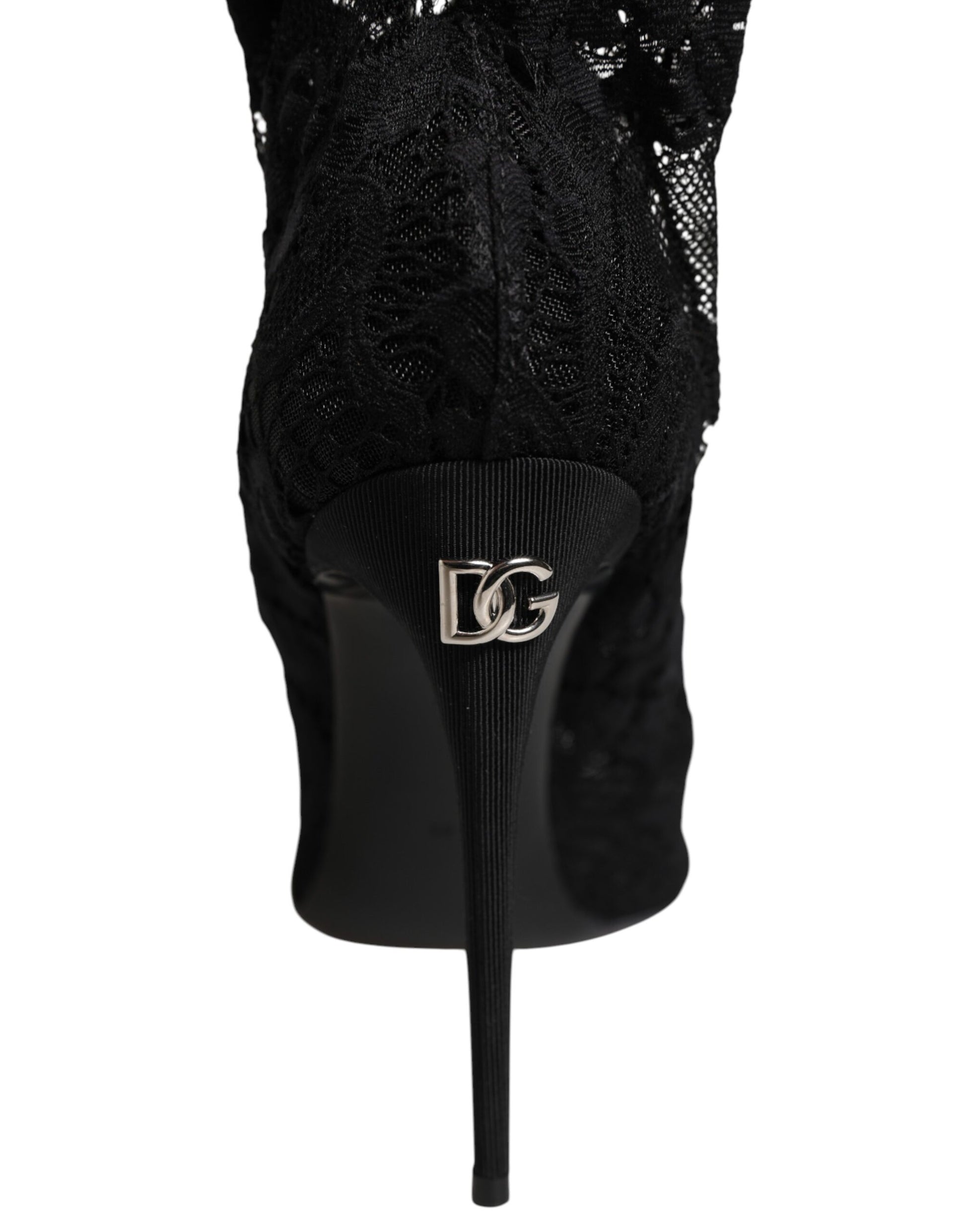 Black Stretch Taormina Lace Boots Shoes