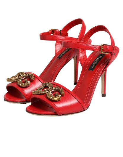 Red Leather DG AMORE Heels Sandals Shoes