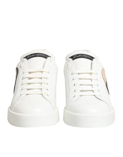 White Leather #DGFamily Casual Sneakers Shoes