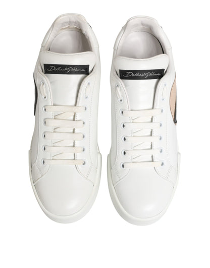White Leather #DGFamily Casual Sneakers Shoes